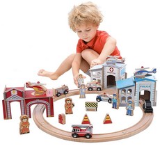 On Track USA 3 in 1 Emergency Police Fire and Hospital Rescue Train Expansion Set 40 Piece Acces