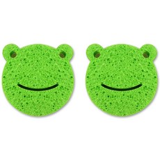 마니또 쥬쥬 베이비 바스 스폰지, 캣 핑크, 프로그 그린, 2개