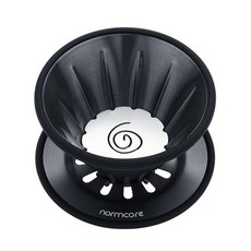 Normcore 2-in-1 푸어 오버 필터 드리퍼 싱글 컵 여행용 커피 콘 또는 플랫 페이퍼 필터용 재사용 가능한 금속 브루어 304 스테인리스 스틸 실버 135614, 블랙