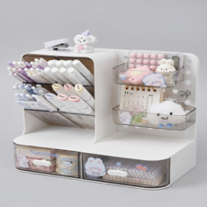 투원 다용도 미니 타공판 데스크 정리함 서랍형 책상 수납함 연필꽂이, 1개, 화이트