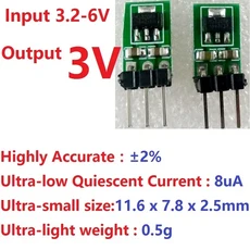 3V LDO 2X 전원 스텝다운 6V 전압 모듈 공급 조정기 컨버터 장치 보드, 04 Output 3V with Pin, 1개