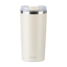 카이로스 클래식 베큠 보온 보냉 밀폐 스텐 빨대 텀블러, 1개, 470ml, 크림