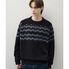 DRAW FIT 울 헤어리 노르딕 크루넥 니트 [BLACK] 211834