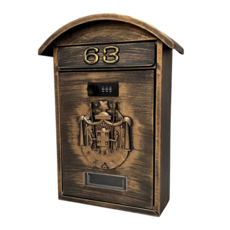 密碼鎖信箱 圓頂小天使信箱 26x10x36cm 歐式郵筒 附號碼 耐候性佳, 附號碼 復古刷金