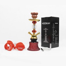 新品紅色阿拉伯水煙壺單雙管小號套裝水煙配件陶瓷玻璃瓶, 1個, 紅色:單管
