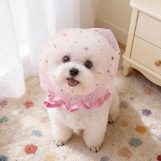 윤화마켓 강아지커버 산책망 해충방지 페이스, 프리사이즈 지름 26cm 추천 소형견, [스타리핑크] 음식물 긁힘 방지, 1개