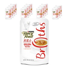 팬시피스트 브로스 고양이 간식 파우치 생선, 참치 + 멸치 + 흰살생선 + 진한 생선 육수 혼합맛, 40g, 16개