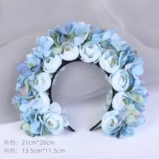泉州潯埔簪花頭箍絹花發箍漢服配飾立體花環花圍花朵發飾拍照寫真, 1個, 花黛-A-藍