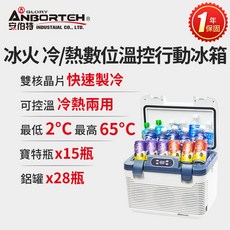 安伯特 冰火雙制冷/熱型數位溫控車用行動冰箱 18公升 車用冰箱 露營保鮮 車家兩用 (贈變壓器), White, 18L