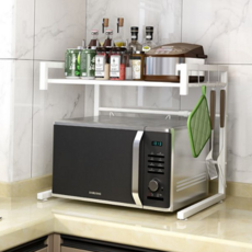 전자 레인지 수납 선반 오븐 밥솥 수납장 주방 렌지 대 거치대 공간활용 정리대 싱크대 상부장 진열장, 화이트