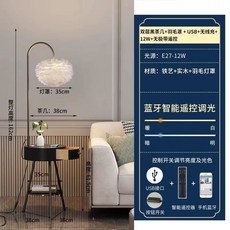 NVC 조명 깃털 침실 카 커피 침대 분위기 플로어 옆 램프 테이블 옆에 소파 거실, N. 더블 레이어 블랙  블랙 USB 무선 충