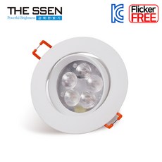 더쎈 LED 다운라이트 3인치 5W 에코 직회전 매입등 AC타입 세트, 화이트바디 주광색(하얀빛), 3개