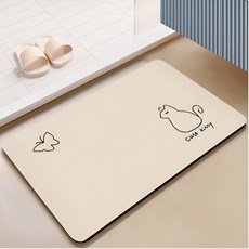 제스크 프리미엄 규조토 발매트 욕실매트 세탁가능, 1개, 러브 고양이