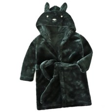 動物造型兒童連帽浴巾, 深綠色, 1件