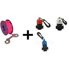 潛水線輪套裝，含多色咬嘴，輕巧便攜，水下高可見性, mix