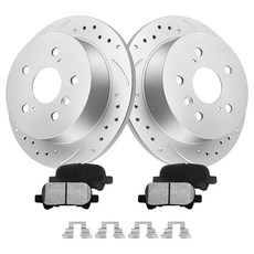 캠리와 호환되는 모토레보 전면 브레이크 패드 및 로터 키트 [1992-2001] 지오메트리 코팅 [10인치] 앱 사양 [14인치 휠이 장착된 2.2L 엔진 모델의 경우 255mm, 1 2002-2006 269mm - USA Built, Rear