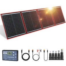 DOKIO 120W 휴대용 접이식 솔라 발전 모듈 키트 (약 49x53cm 3.3kg) 분리형 컨트롤러 및 듀얼 USB 포함 RV 캠핑용