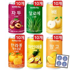 일화 프레쥬 미니캔음료 6종 각 10캔씩(자두+알로에+배+한라봉+파인애플+망고)+캔톡톡땡큐감사스티커, 60개, 175ml