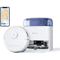 에코백스 디봇 미니 흡입력 8 000Pa 완전 자동 로봇 청소기 가압 회전식 듀얼 물걸레 물걸레질 기능 자동 먼지 수거 컴팩트한 크기 AI 먼지 감지 엉킴 방지