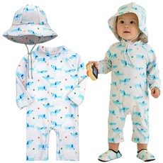 동그리 아기 유아 돌아기 남아 여아 퍼피 수트 수영복 썬햇 2종 래쉬가드 세트