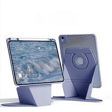 iPad Pro 보호 케이스 Air 호환 세로형 강화 펜 슬롯 포함 아크릴 프로 휘어짐, 1개, 라벤더그레이 자석 분리형, iPad Air7 2025(11 ) M3