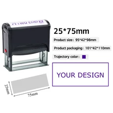 직사각형 패턴 맞춤형 셀프 잉크 스탬프 개인 주소 텍스트 로고 디자인 프레스형 DIY 명함용, 04 25x75mm Purple