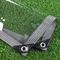 타프 천막 타프린 두꺼운 0.35mm 야외 투명한 방수포 파티오 Pergola 투명 비닐 커튼 홈 Windows 따뜻한 필름을 유지하십시오, Gray edge