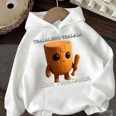 QIZD 山海經趣味木棍人兒童連帽衛衣長袖寬鬆休閒外套，秋冬新款小中童男女童裝