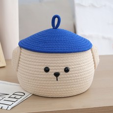 리츠센 곰돌이 패브릭 바구니 천 수건보관함 수납 정리 바스켓, 1개, 블루캡