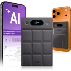 AI 음성 녹음기 케이스 포함 텍스트 변환 요약 소음 제거 220개 언어 지원 64GB 메모리 앱 제어 오디오 강의 회의 통화용 회색 279922, Gray