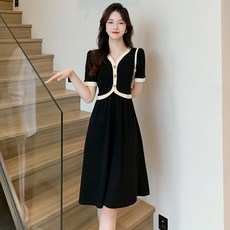 투니스 여성 투피스 디자인 루즈핏 미디 반소매 원피스