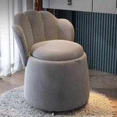 등받이 화장대의자 벨벳 1개 북유럽 공주, 그레이 벨벳 해탐 의자 수납 슬리퍼 / 카페트 필요시