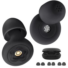 Jeernare 소음차단 수면용 귀마개 실리콘 취침용 이어플러그 소음 차단 -50dB 수면 귀마개, 블랙, 1세트