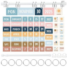 해외 JarThenaAMCS Candyland 플립 캘린더 게시판 세트 다채로운 캔디 카드 68장 및 조절 가능한 홀더 주간 차트 교실 개학 홈 오피스 DIY 장식 용품 미국매, 블루 보헤미안.