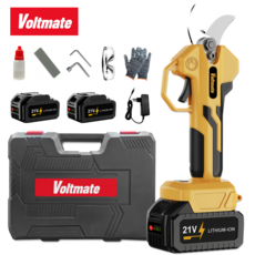 VoltMate 독일 21V BLDC 무선 충전식 가위 리튬배터리 전동 가위 다기능 전지가위 4.0ah 전력량 표시 4000mAh 배터리 2개 세트, 1세트