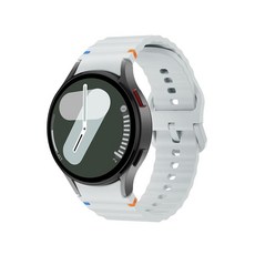 삼성 갤럭시 워치 7 밴드 40mm 44mm와 호환되는 실리콘 스포츠 밴드 틈 없는 스포티 스트랩 장식용 우븐 라인 44mm 남성 여성(2024) (스타라이트), 연회색