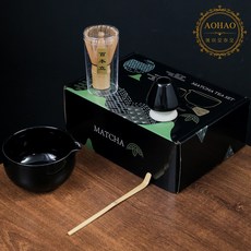 AOHAO 말차 도구 1/4/7 PCS 세트 MATCH WHISK 차선 차선립 다완, 4세트, 블랙4PCS