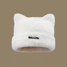 韓版ＱＱ絨毛貓耳毛帽 超舒服針織秋冬護耳帽