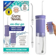 구루 컴팩트 워터 치실 접이식 180ml 탱크 스마트 4가지 모드 TSA 승인을 받은 휴대용 여행용 구강 관개기 라벤더