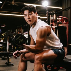 남자 오버핏 민소매 김종국 나시 무지 면 여름 기능성 짐웨어 면 30수 트레이닝복