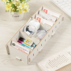 까마느 명함 카드 수납함 잡동사니 보관 책상 미니 정리함, 화이트