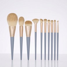 10종 메이크업 브러시 세트 파우치 포함 휴대용 다용도, 1개, 파란색