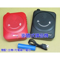 Shinco 掛腰式擴音機 可充式可拆換電池雙電池槽USB音箱, 黑色, 1個