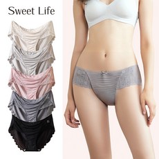 춘게엘 (XL~5XL) 여성 빅사이즈 섹시 레이스 힙업 삼각 팬티 5종세트 zy7103