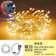 텐트 동계 사계절 글램핑 몽고텐트 야외천막 대형돔텐트 천막, U01KSSF40KGPJ75BMM2X7TCKBJ-039, S. 1.75m 50등, B. 따뜻한흰색 은색선 플러그형