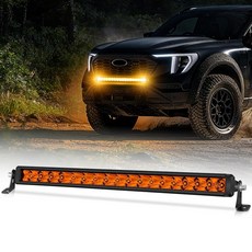 OFFROADTOWN 앰버 45.7cm(18인치) 싱글 로우 LED 라이트 바 80W 스팟 플러드 콤보 오프로드 드라이빙 라이트 울트라 슬림 라이트 바 방수 작업 라이트 얇은, OFFROADTOWN 앰버 50.8cm(20인치) 싱글