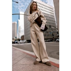 ZARA 자라 플러시 와이드 레그 팬츠 - 그레이 베이지 134739