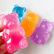 투명 곰돌이 말랑이 젤리곰 슬랑이 힐링 촉감 스트레스해소 피젯토이 오피스토이, 1개, 블루