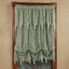 럭셔리 시어 폴리에스터 위스테리아 아버 레이스 창문 장식 | 2개 세트 풍선 셰이드 인서트 발란스 | 클래식 | 아이보리 | 우아함과 매력 |