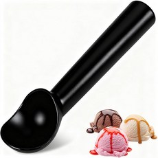 Polly Online 아이스크림 스쿱 실버 알루미늄 스쿠퍼 18.9cm7.3인치 일체형 디자인 논스틱 쿠키 스푼 내구성 쉬운 세척 187160, 블랙